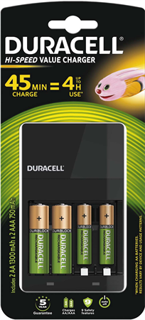 Duracell Charger 45 min inkl 2 AA+ 2 AAA 3x1-p
